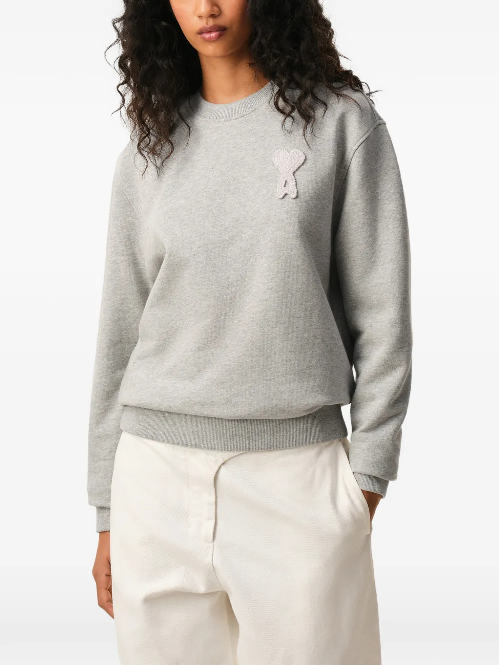 AMI Paris Ami De Coeur sweater met logopatch Grijs