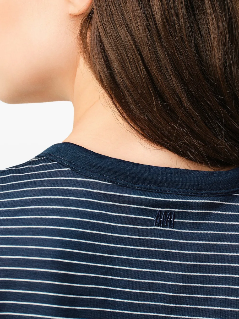 AMI Paris Ami De Coeur gestreept T-shirt met logopatch Blauw