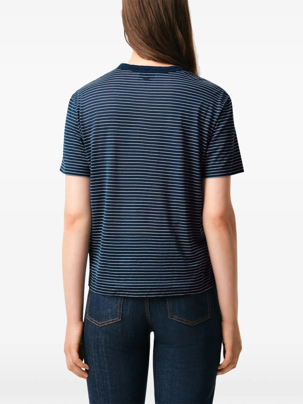 AMI Paris Ami De Coeur gestreept T-shirt met logopatch Blauw