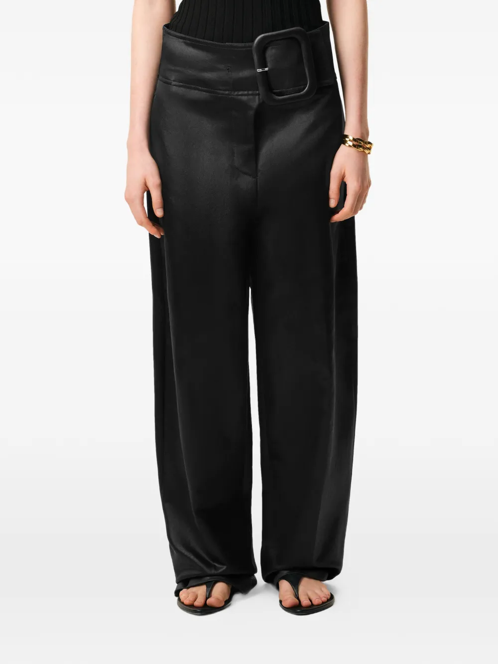 AMI Paris High waist broek met gespriem Zwart