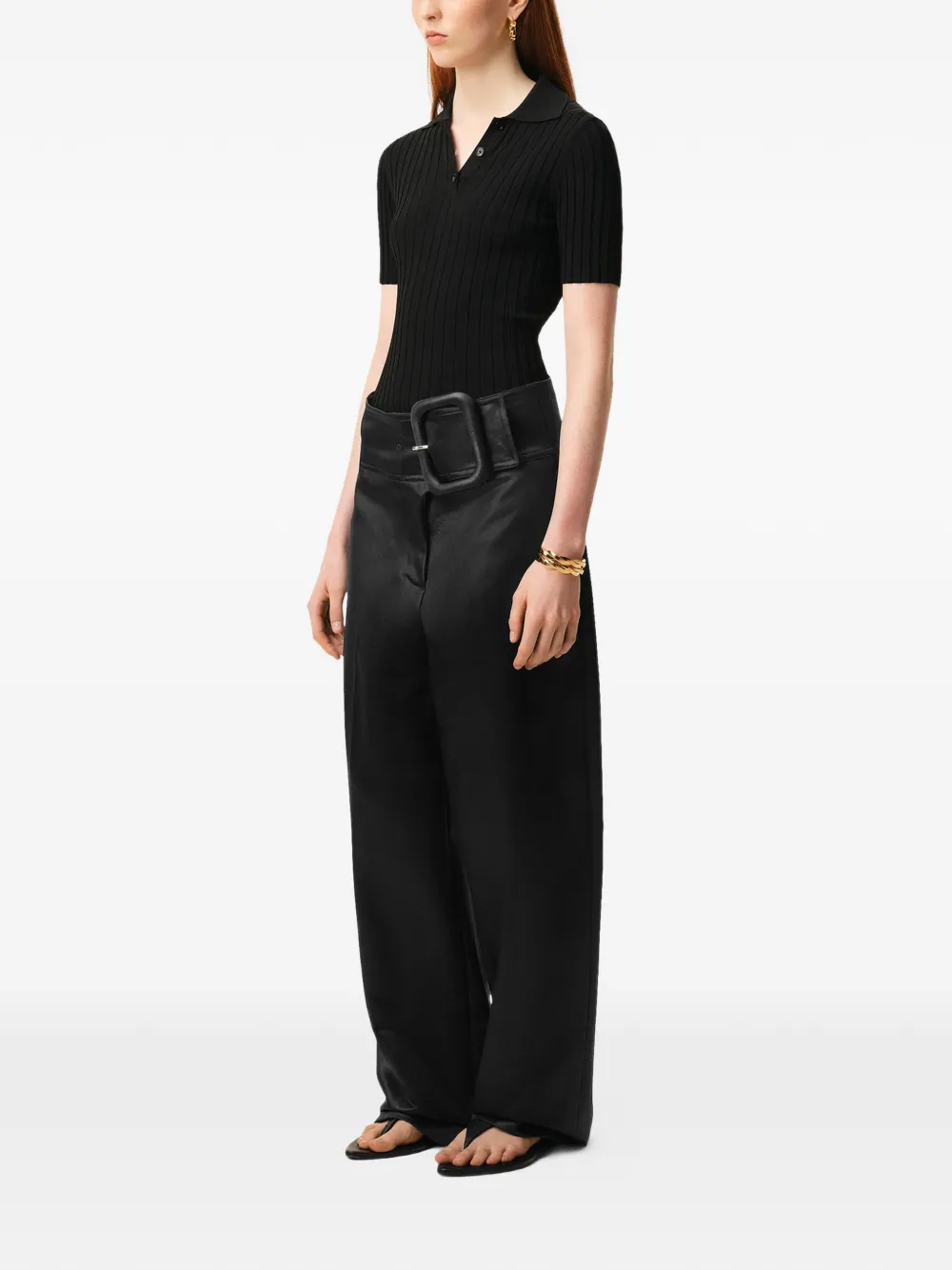 AMI Paris High waist broek met gespriem Zwart