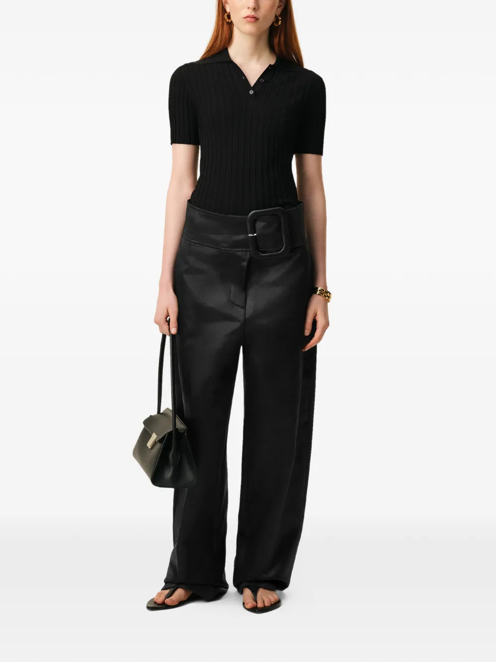 AMI Paris High waist broek met gespriem Zwart