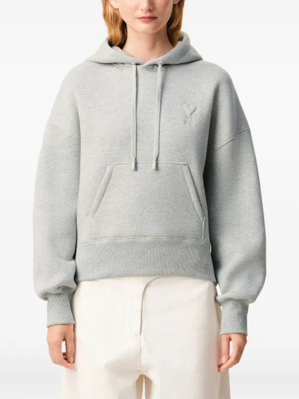 AMI Paris Ami De Coeur embossed-logo Hoodie | Grey | FARFETCH