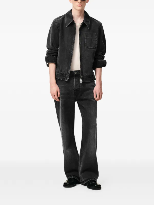 AMI Paris Ami De Coeur Denim Zipped Jacket | Black | FARFETCH