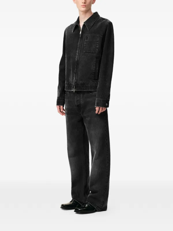 AMI Paris Ami De Coeur Denim Zipped Jacket | Black | FARFETCH