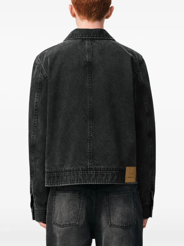 AMI Paris Ami De Coeur Denim Zipped Jacket | Black | FARFETCH