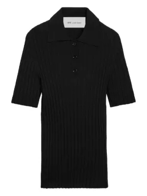 Courrèges AC ribbed-knit Polo Shirt | Black | FARFETCH