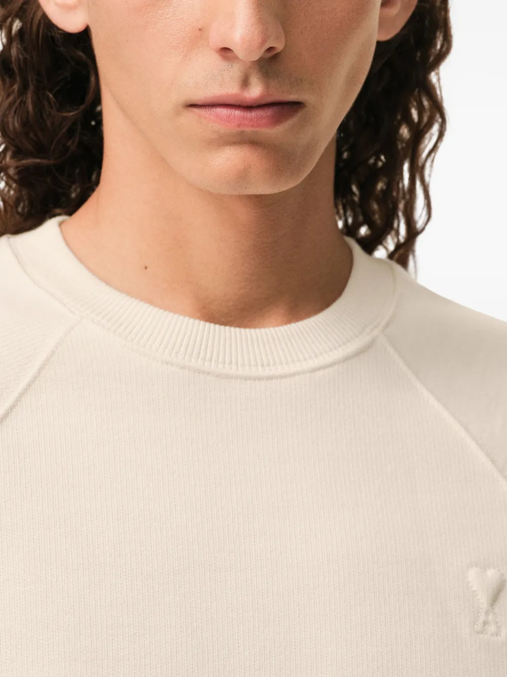 AMI Paris Sweater met logo Beige
