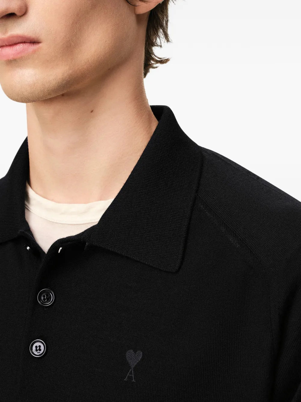 AMI Paris Ami De Coeur poloshirt met knopen Zwart
