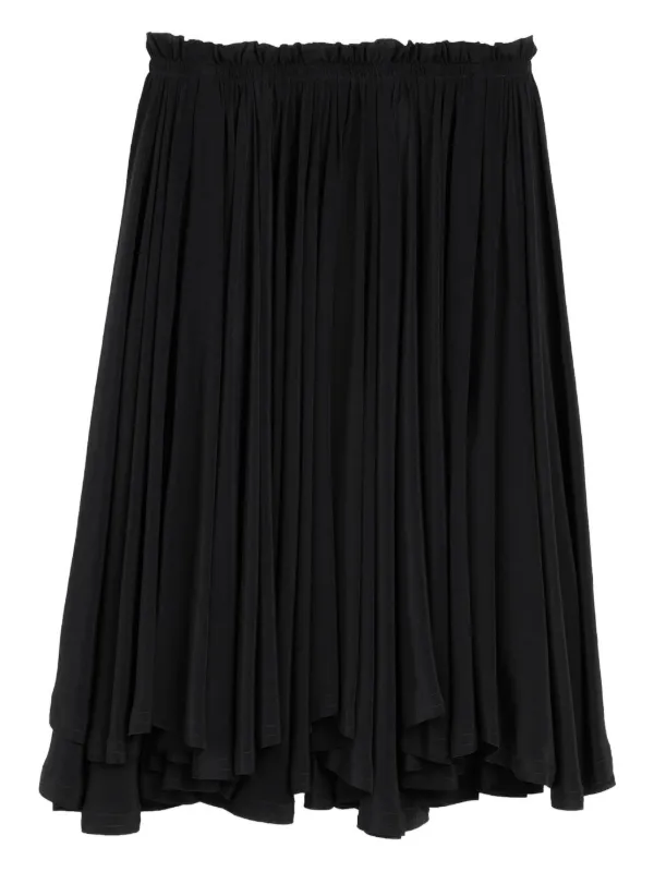 Ami Paris Blended Silk Midi Corolla Skirt in Black