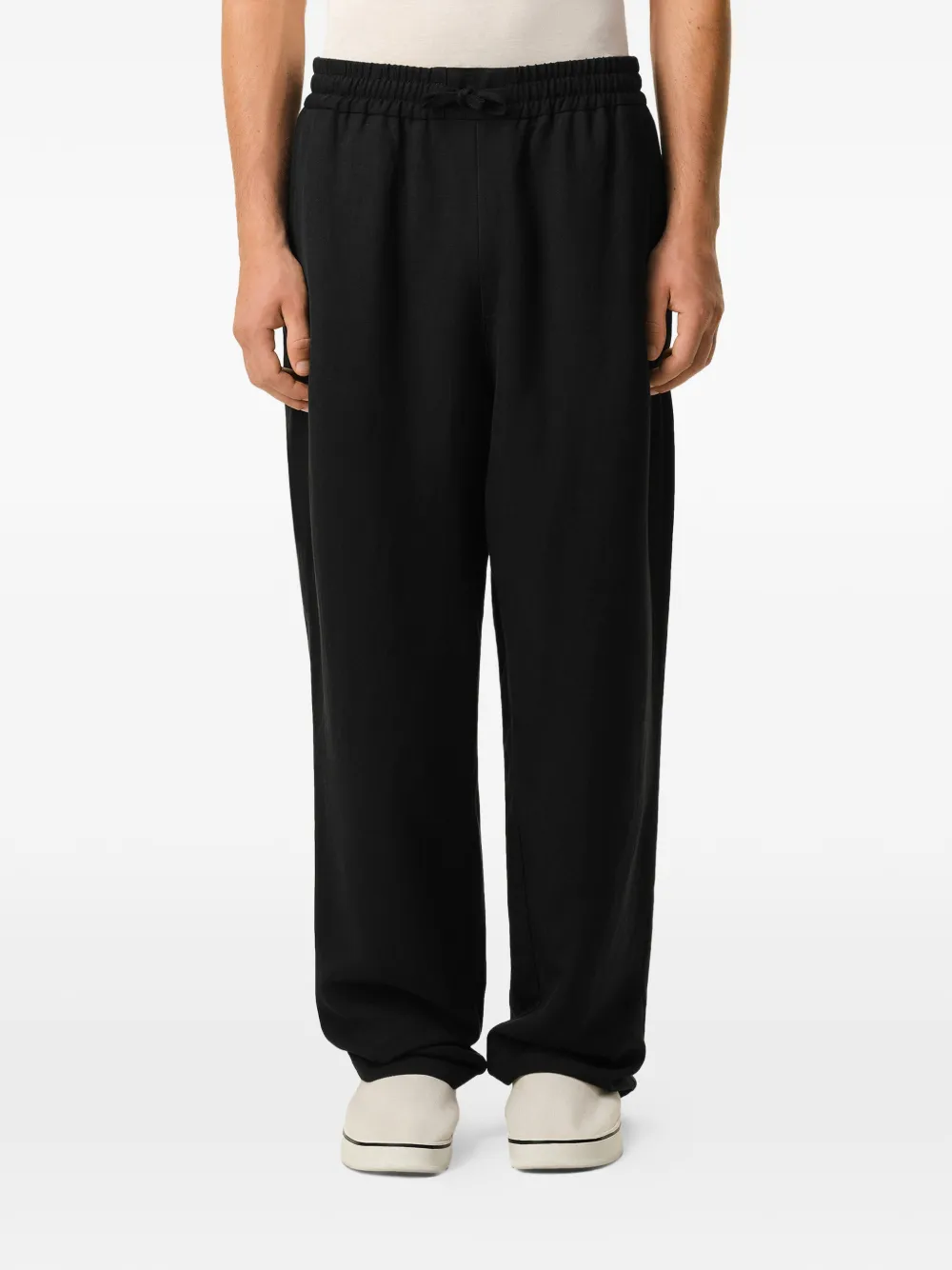 AMI Paris Broek met elastische taille en trekkoord Zwart