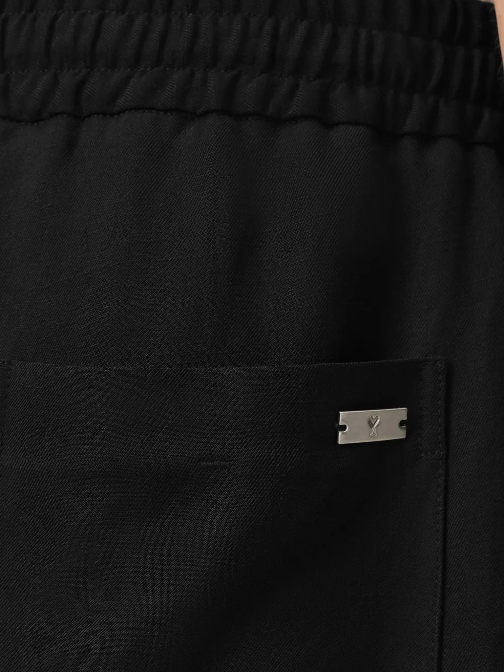 AMI Paris Broek met elastische taille en trekkoord Zwart