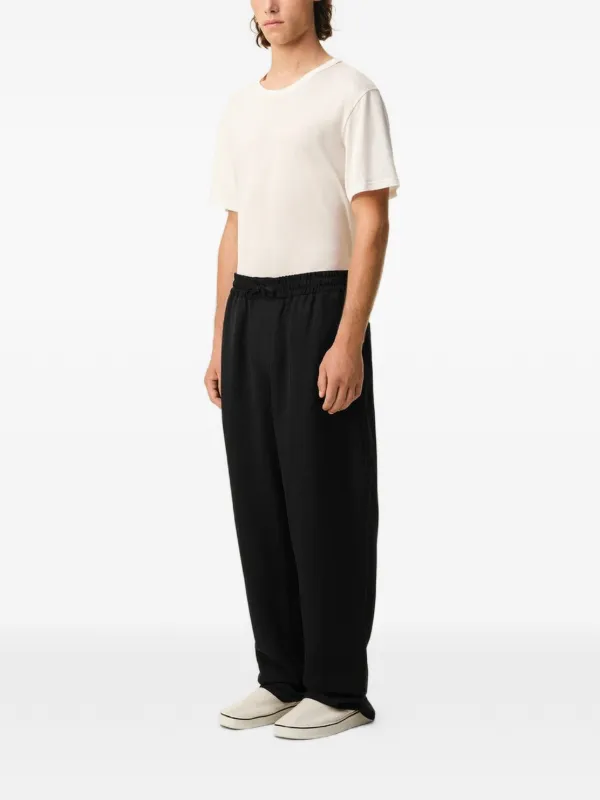 AMI Paris Blended Linen Elasticated Waist Trousers | Black | FARFETCH