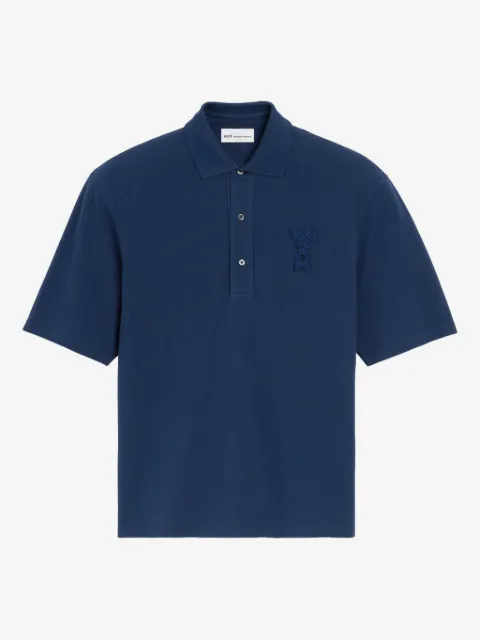 AMI Paris cotton Ami De Coeur knitted patch polo