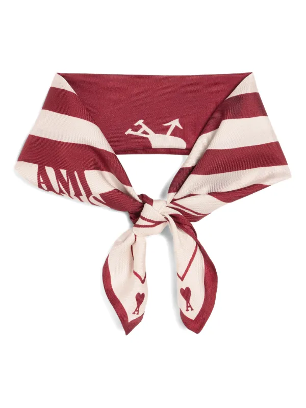 ami PLACE DES VICTOIRES シルクスカーフ AMI Paris Place Des Victoires Printed Scarf | Red | FARFETCH