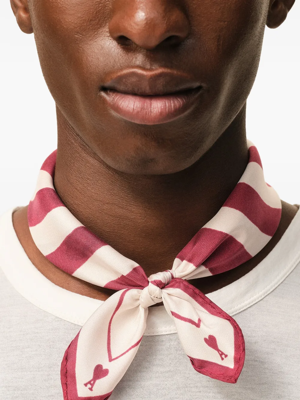AMI Paris Place Des Victoires Printed Scarf | Red | FARFETCH