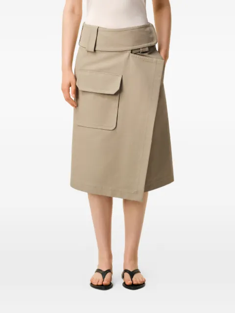 AMI Paris jupe portefeuille ceinturée en coton à coupe mi-longue 