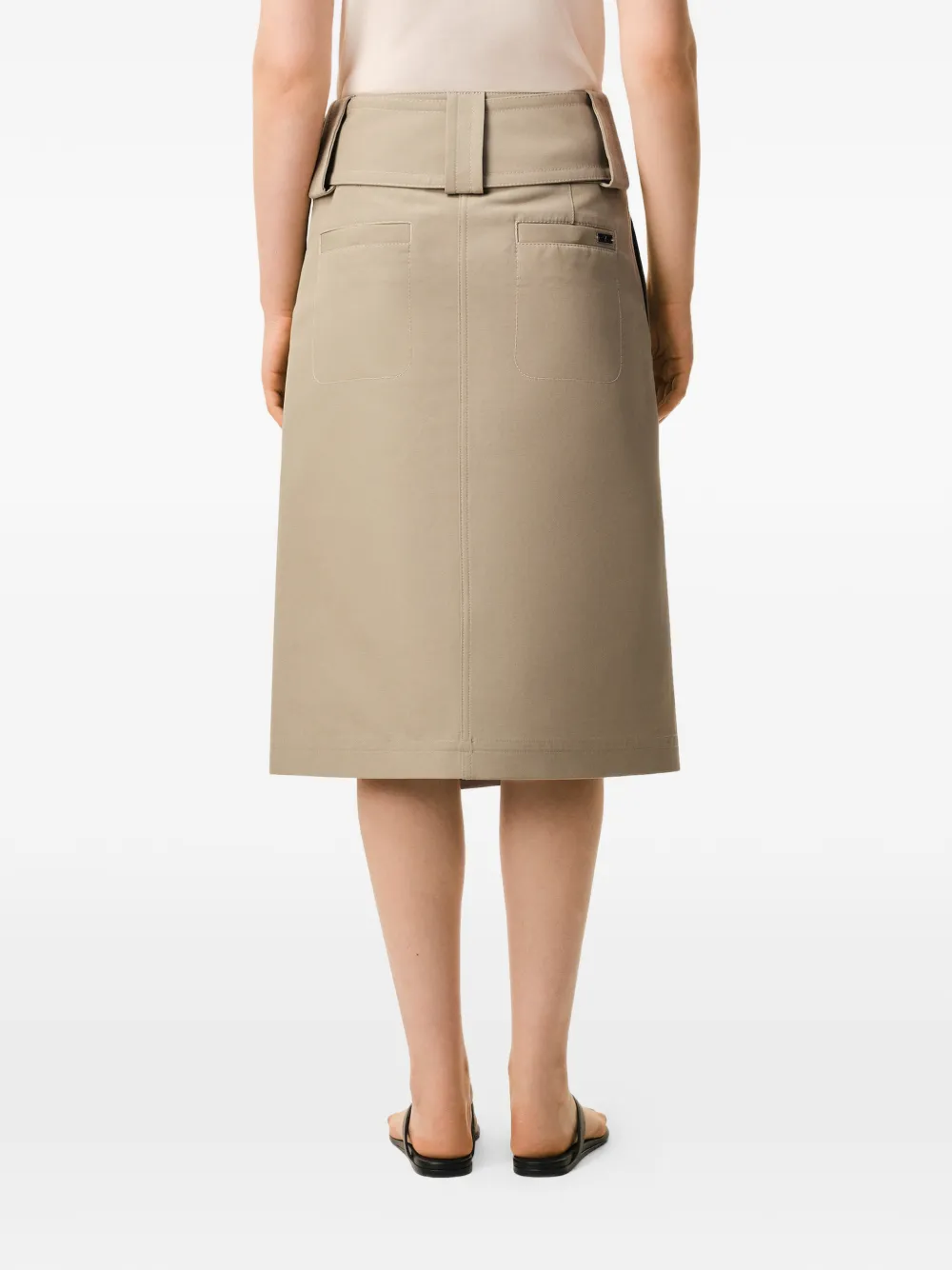 wrap belt cotton midi skirt