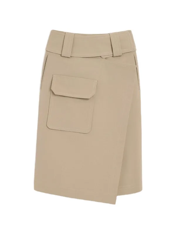 Ami Paris Cotton Wrap Skirt in Neutrals
