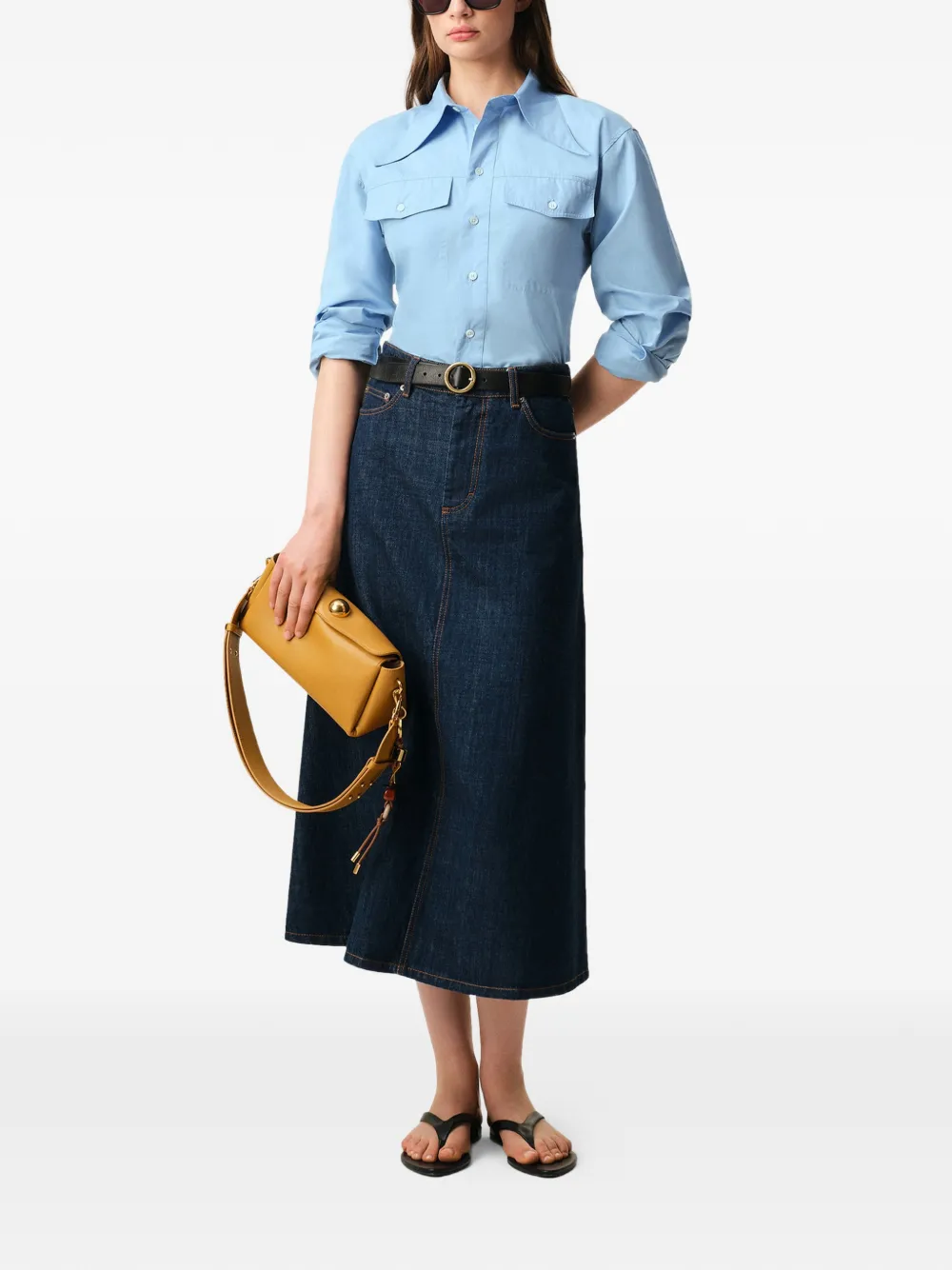 AMI Paris balloon sleeve pocket shirt - Blauw