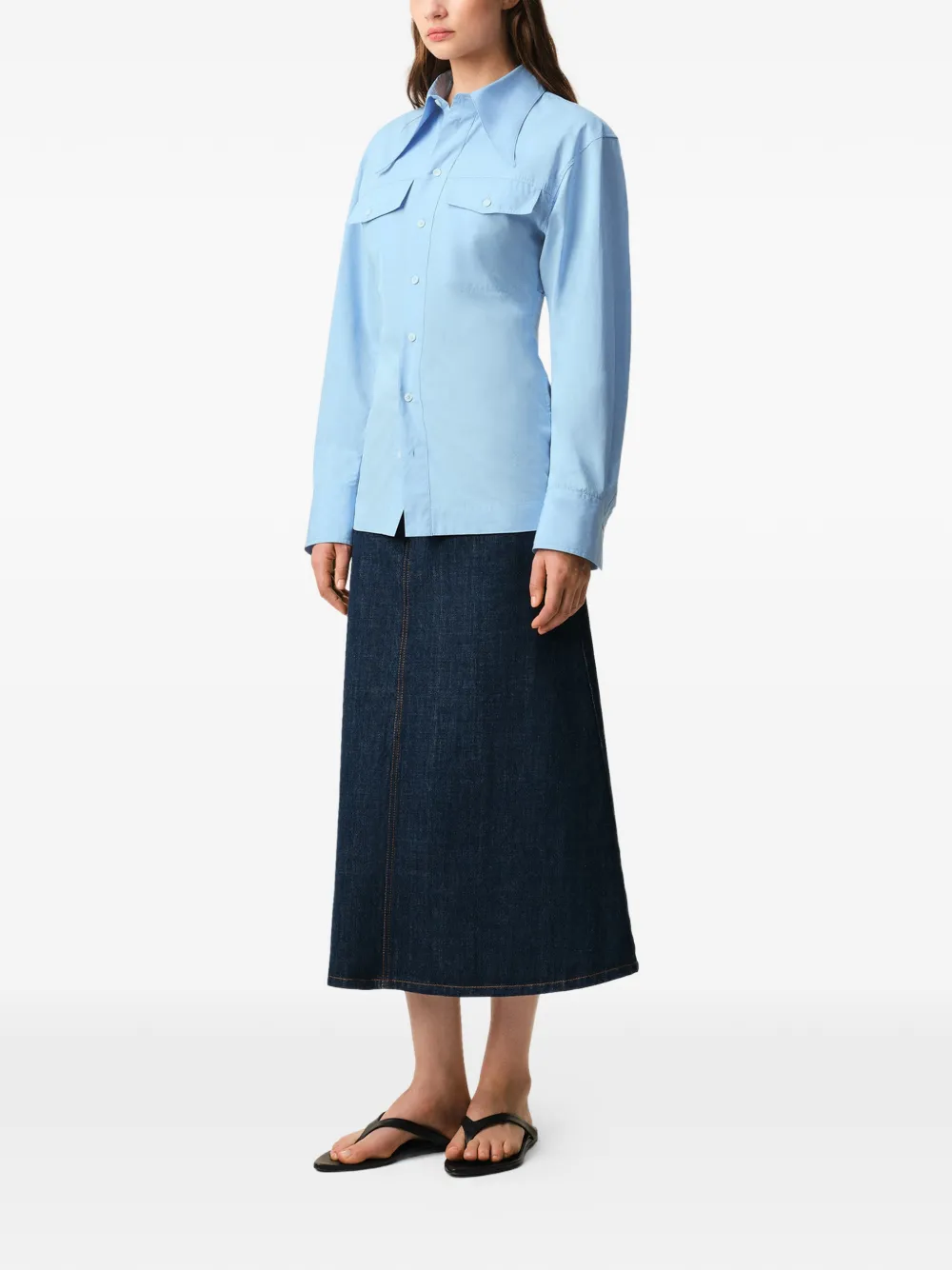  Ami Paris Balloon Sleeve Pocket Shirt - Blue 