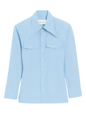 AMI Paris ラッフル ストライプシャツ | ブルー | FARFETCH JP