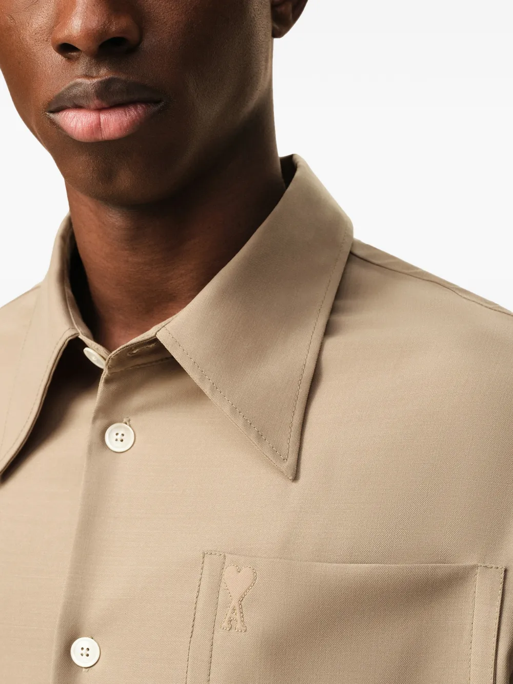 AMI Paris Ami De Coeur shirtjurk met zak Beige