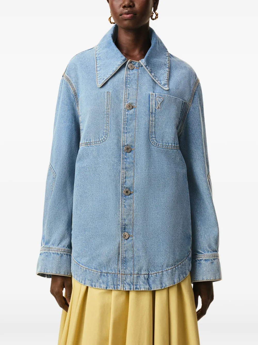 AMI Paris Denim jack Blauw