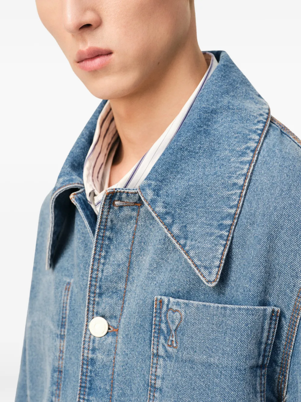 AMI Paris Denim jack Blauw