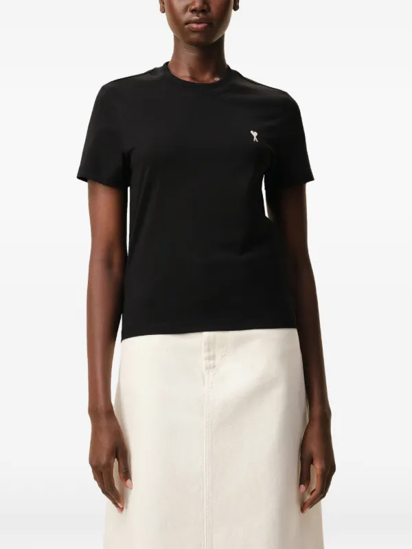 AMI Paris Ami De Coeur Cropped t-shirt | Black | FARFETCH JO