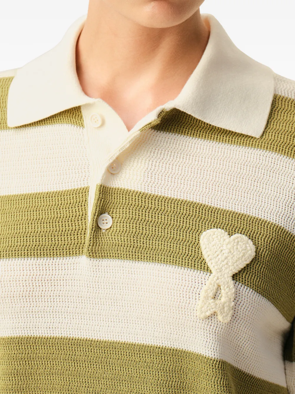 AMI Paris Ami De Coeur gestreepte polotop Beige