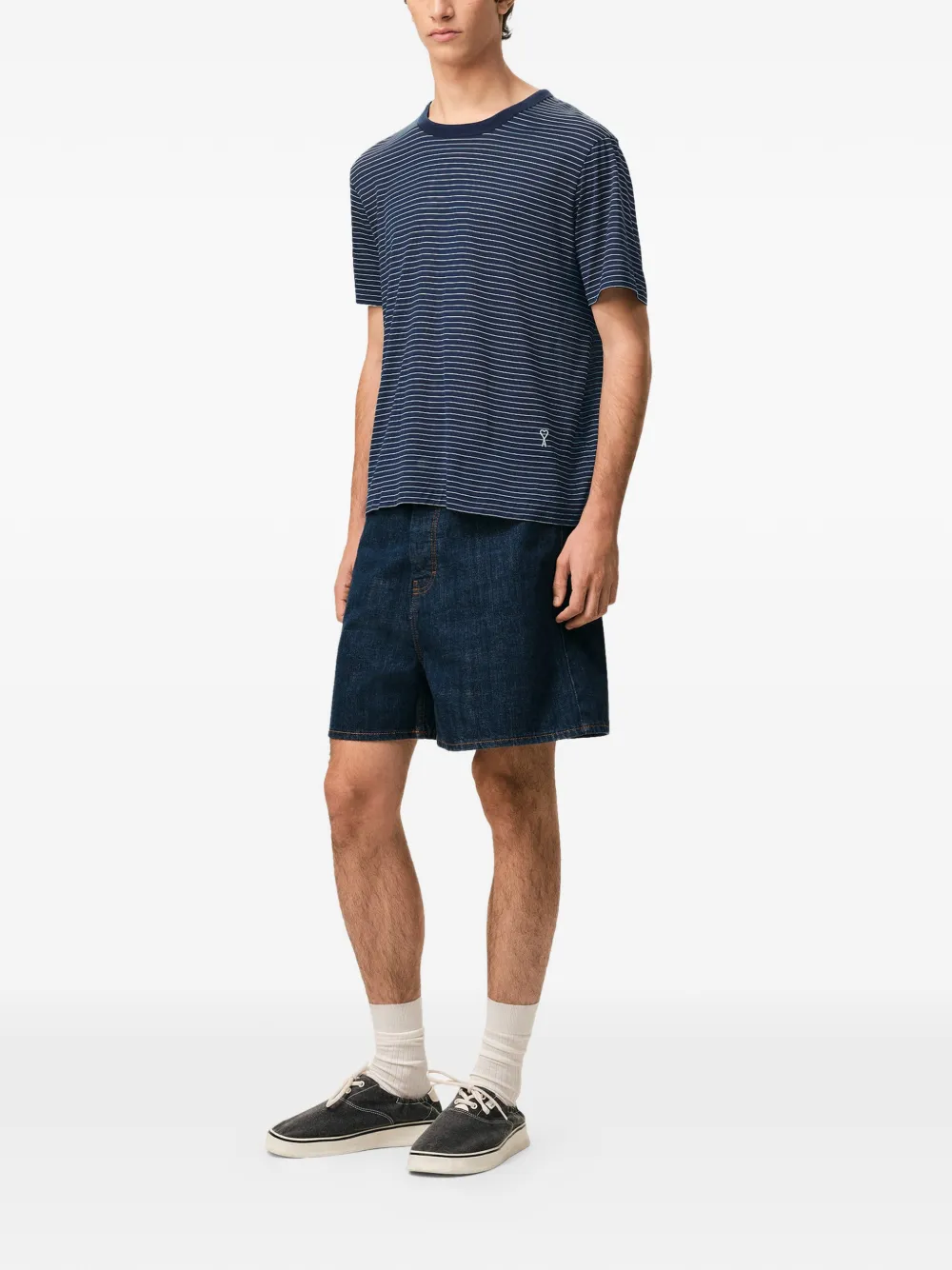 AMI Paris Gestreept T-shirt Blauw