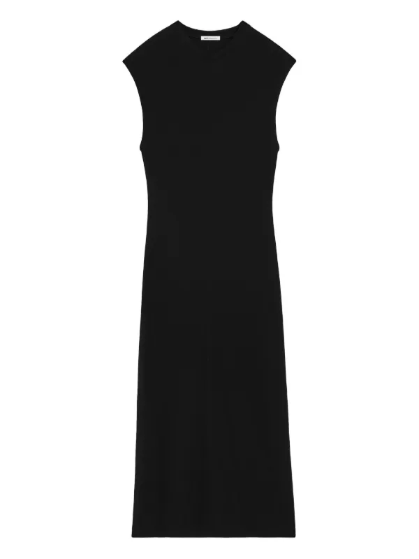 Ami Paris Jersey Sleeveless Fitted Long Dress in Black