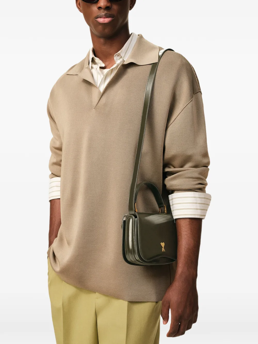 AMI Paris shopper met logodetail Groen