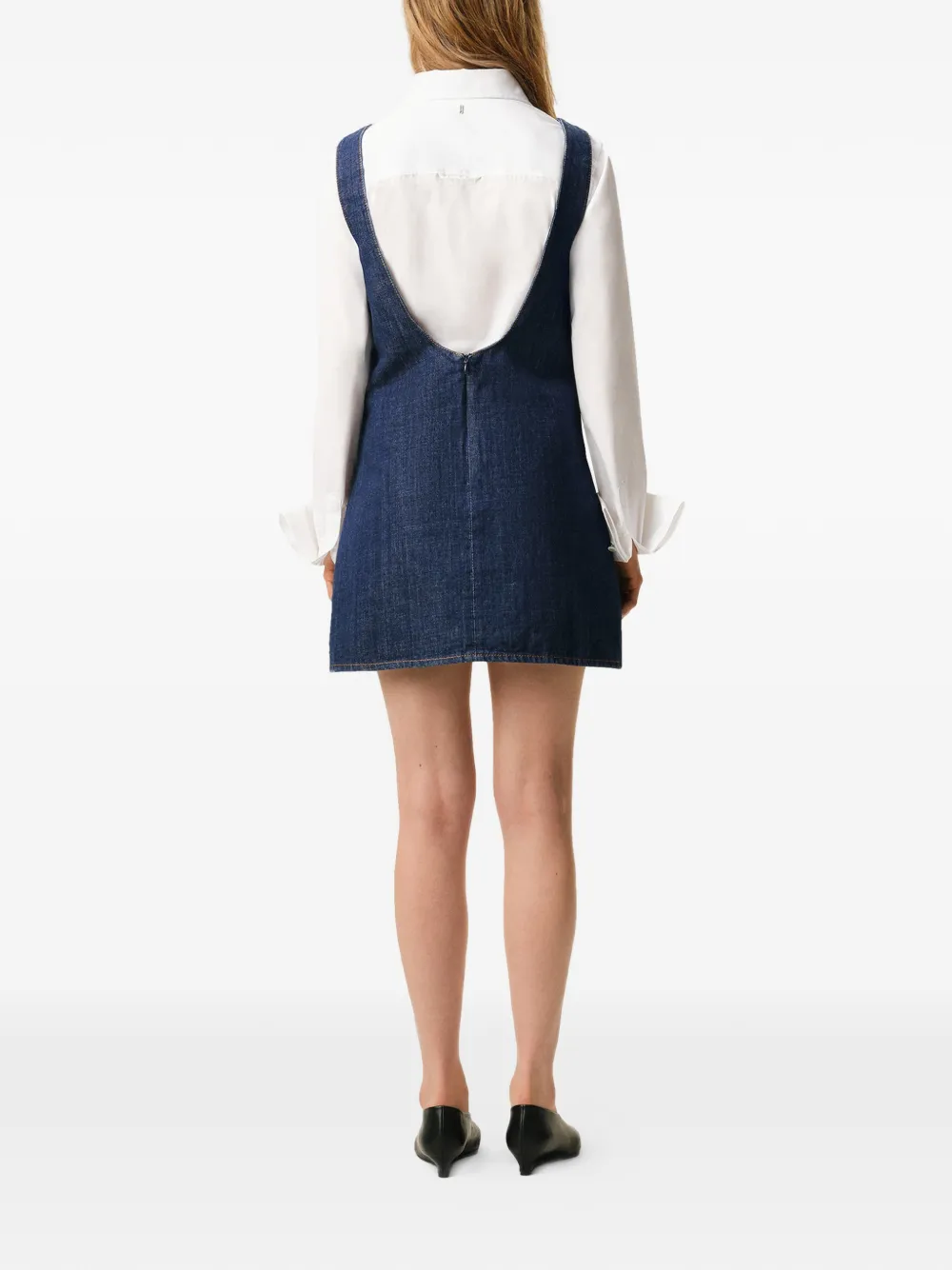 AMI Paris Denim mini-jurk met bandjes Blauw