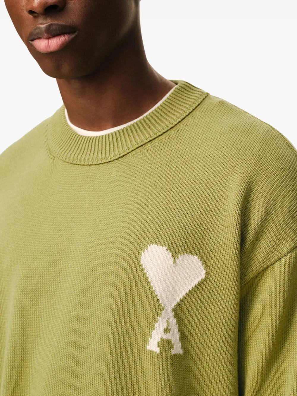 AMI Paris Trui met Ami De Coeur logodetail Groen
