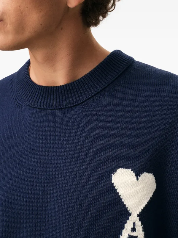 【正規品】AMI PARIS アミパリス ニット ユニセックス アイスブルー AMI PARIS アミパリス セーター ニット 水色 ハート アイスブルー L