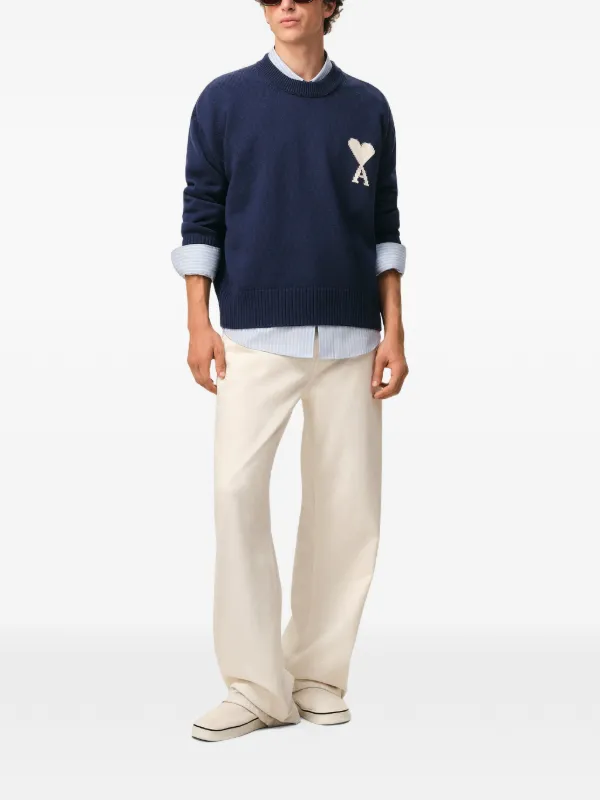 AMI Paris crew-neck Sweater | Blue | FARFETCH