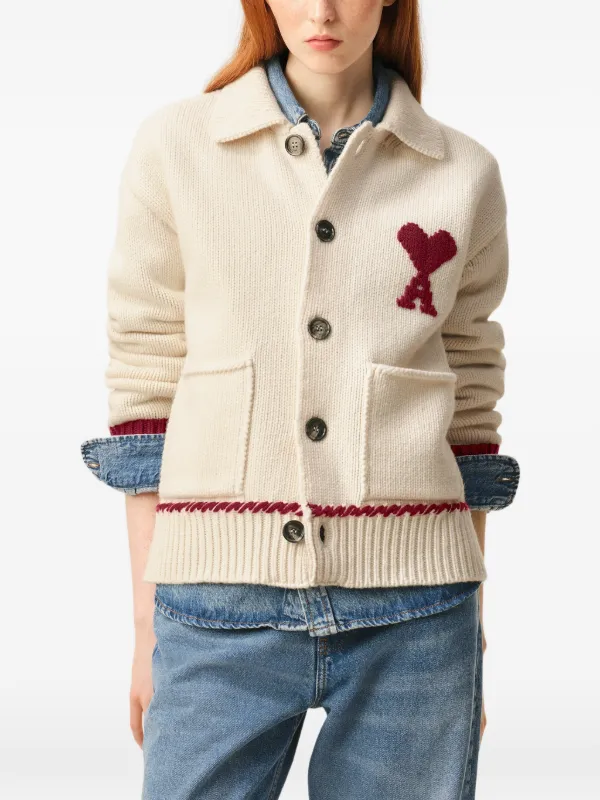 Ami paris カーディガン カーディガン amiニット グリーンハート