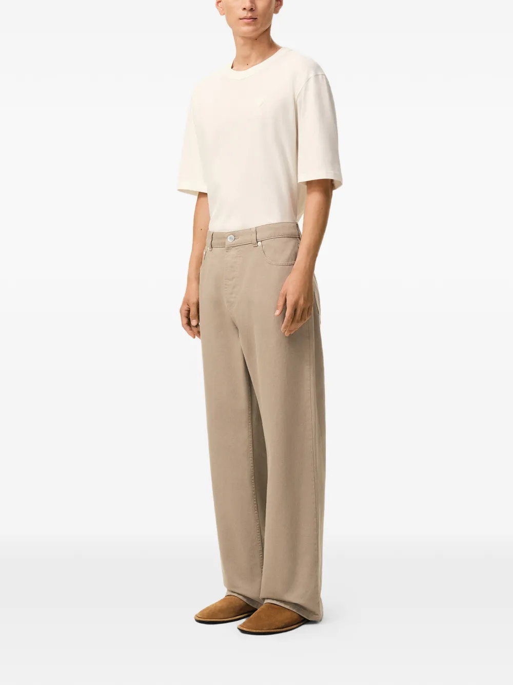 AMI Paris Ruimvallende jeans met vijf zakken Beige