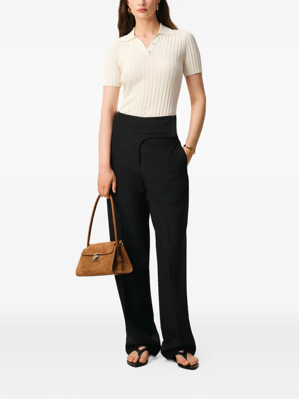 AMI Paris belted tailored trousers - Zwart