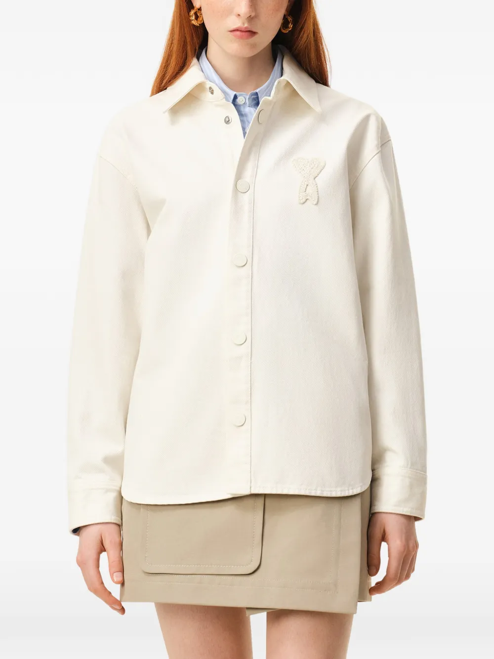  Ami Paris Ami De Coeur Patch Overshirt - Neutrals 