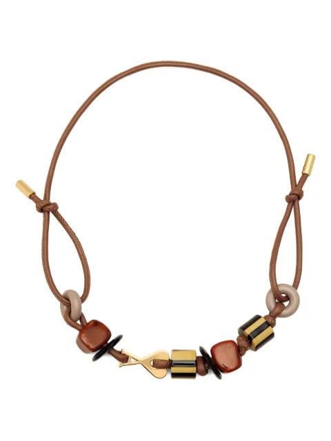 AMI Paris large Ami De Coeur beaded leather necklace