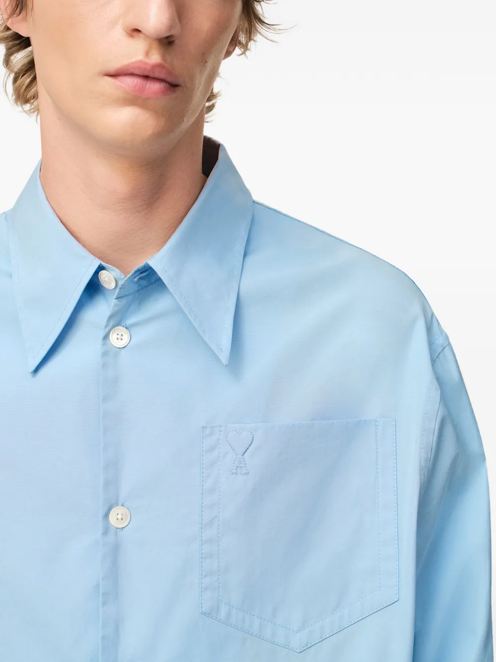 AMI Paris Ami de Coeur oversized shirt Blauw
