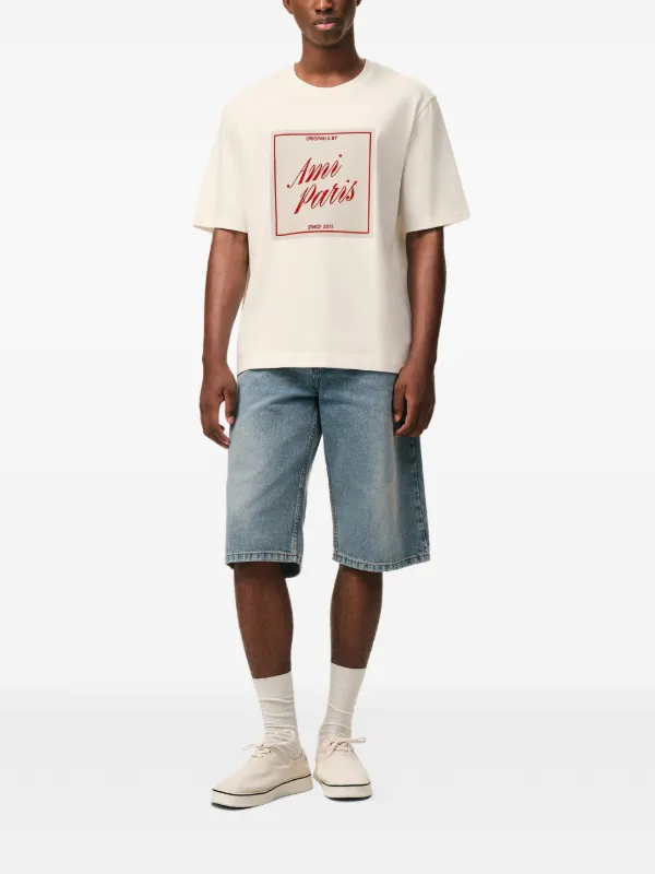 AMI Paris logo-print Cotton T-shirt | Neutrals | FARFETCH