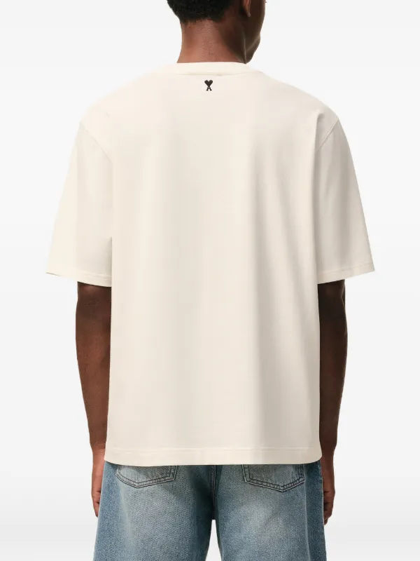 AMI Paris logo-print Cotton T-shirt | Neutrals | FARFETCH IN