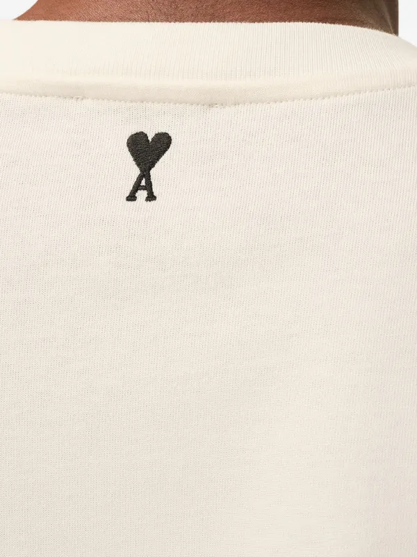 AMI Paris logo-print Cotton T-shirt | Neutrals | FARFETCH