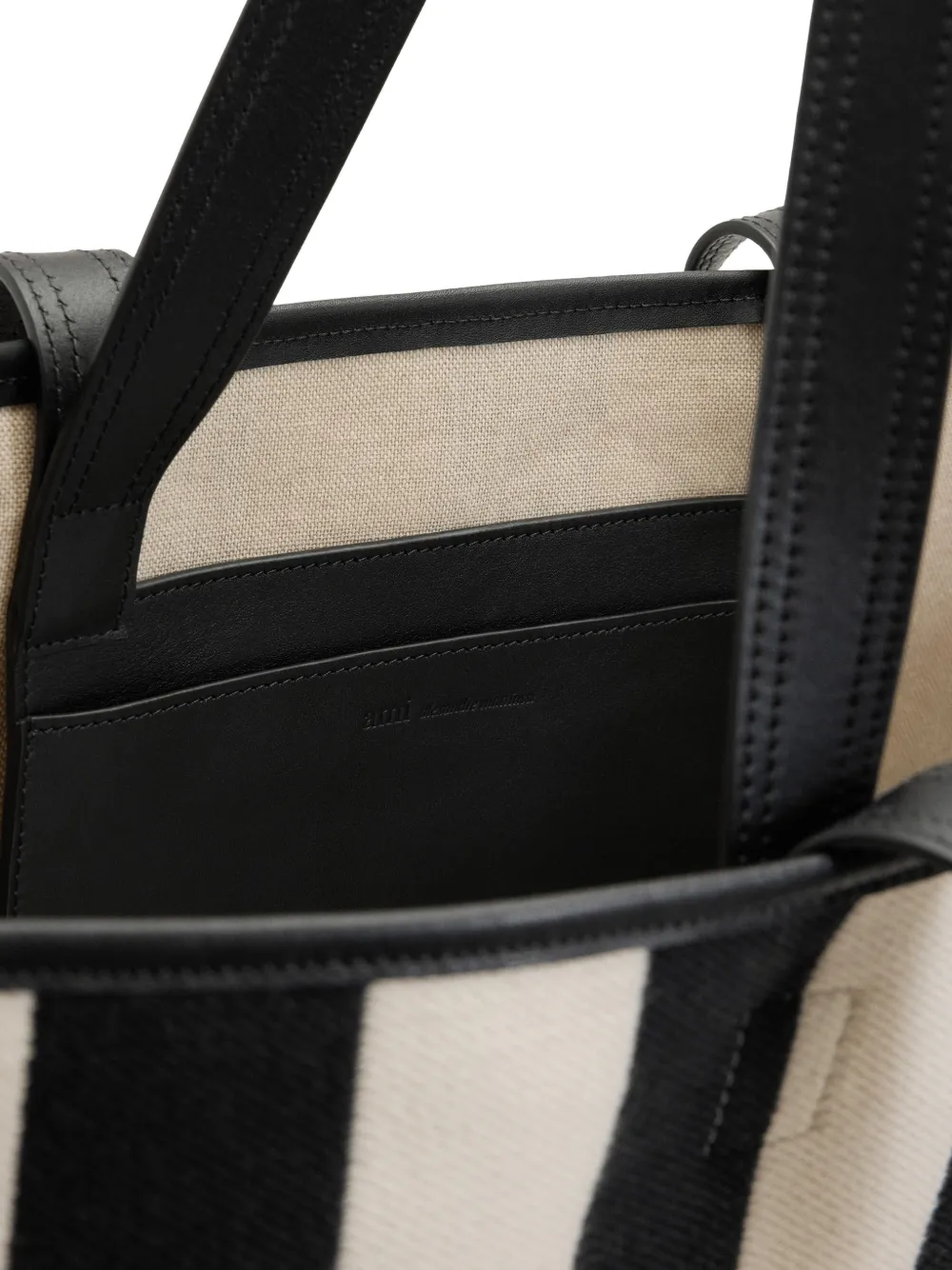 AMI Paris Gestreepte shopper Zwart