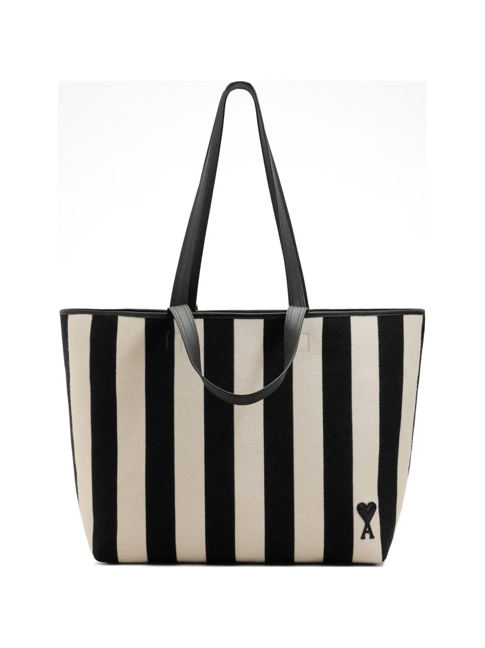 AMI Paris Borsa tote Ami de Coeur a righe grande - Nero