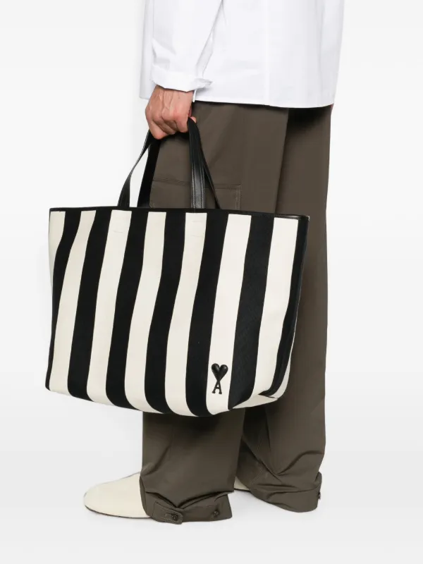 AMI Paris ストライプ ハンドバッグ | ブラック | FARFETCH JP